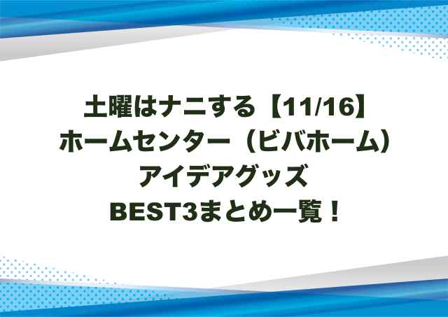 土曜はナニする【11/16】ホームセンターアイデアグッズBEST3まとめ一覧！